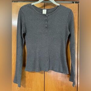 Old Navy Gray Long Sleeve Henley Top